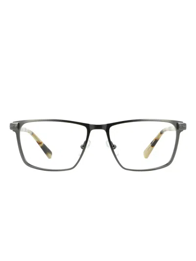 Kenneth Cole Reaction Sleek Rectangular Metal Sunglasses For Men In Black