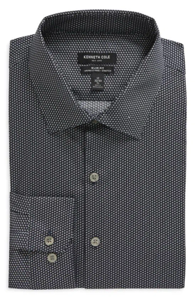 Kenneth Cole Reaction Slim Fit Wrinkle Free Stretch Dress Shirt In Black Smoke