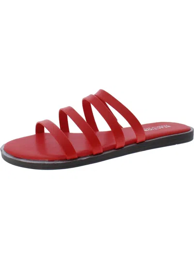 Kenneth Cole Reaction Sloan Four Band Womens Faux Leather Strappy Slide Sandals In Red