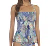 Kenneth Cole Reaction Smocked Bandeau Tankini Top In Paisley Intuition In Brown