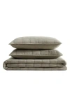 Kenneth Cole Reaction Stonewashed Solid Microfiber Quilt Set In Gray