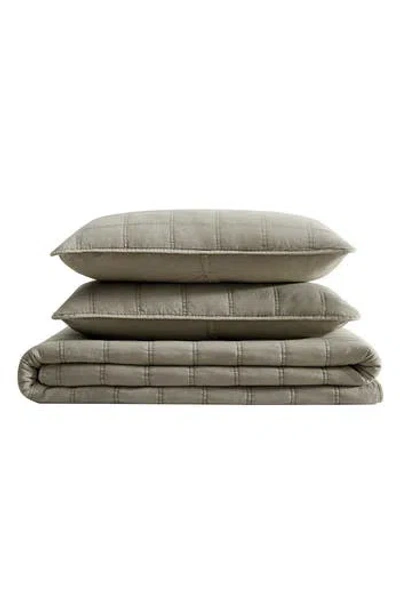 Kenneth Cole Reaction Stonewashed Solid Microfiber Quilt Set In Gray