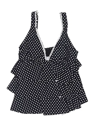 Pre-owned Kenneth Cole Reaction Swimsuit Top Black Polka Dots Pattern Swimwear