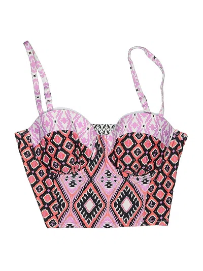 Pre-owned Kenneth Cole Reaction Swimsuit Top Pink Print Pattern Swimwear