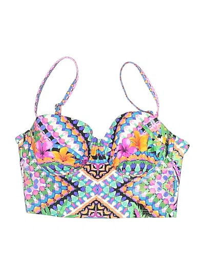 Pre-owned Kenneth Cole Reaction Swimsuit Top Pink Print Pattern Swimwear