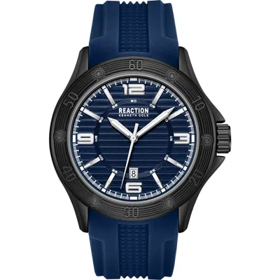 Kenneth Cole Reaction Three Hand Quartz Silicone Strap Watch, 43mm