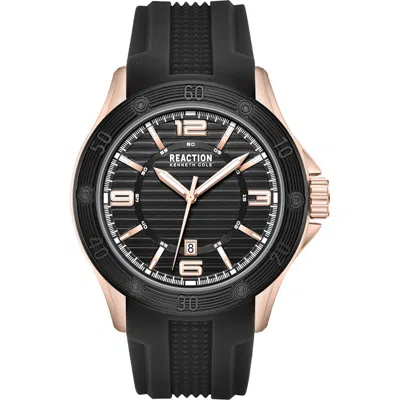 Kenneth Cole Reaction Three Hand Quartz Silicone Strap Watch, 43mm