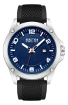 Kenneth Cole Reaction Three Hand Quartz Silicone Strap Watch, 47mm