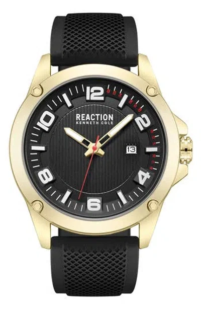 Kenneth Cole Reaction Three Hand Quartz Silicone Strap Watch, 47mm