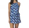 Kenneth Cole Reaction Tie-dye High Neck Cover Up Sun Dress In Soundwave In Blue