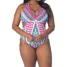 Kenneth Cole Reaction Underwire One Piece Swimsuit - Plus In Kkc Riviera Stripe In Multi