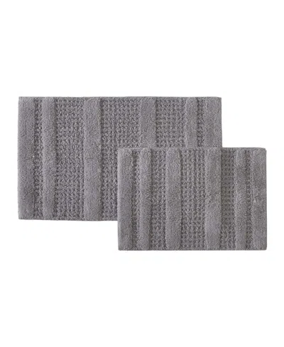 Kenneth Cole Reaction Waffle Cotton Tufted 2 Piece Bath Rug Set In Grey