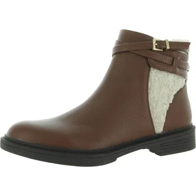 Kenneth Cole Reaction Wind Lug Buckle Cozy Womens Leather Faux Fur Ankle Boots In Multi