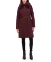 Kenneth Cole Reaction Women's Belted Soft Shell Coat In Burgundy