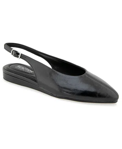 Kenneth Cole Reaction Women's Brianna Pointed Toe Slingback Faux Leather Flats In Black