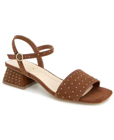 Kenneth Cole Reaction Women's Buena Block Heel Sandals In Luggage Micro
