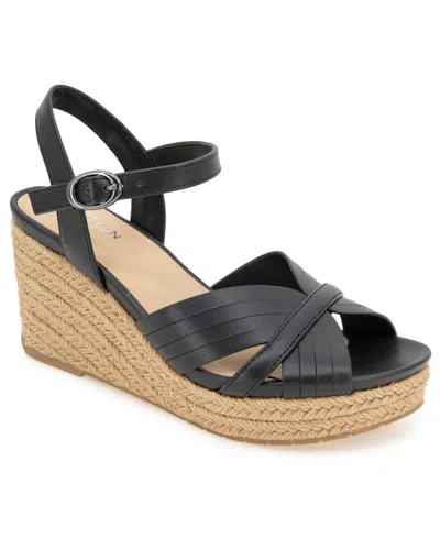 Kenneth Cole Reaction Women's Comi Almond Toe Wedge Sandals In Black