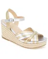 Kenneth Cole Reaction Women's Comi Almond Toe Wedge Sandals In Gold,silver