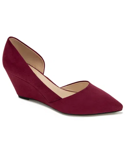 Kenneth Cole Reaction Women's Eltinn D'orsay Wedge Pumps In Burgundy - Microsuede