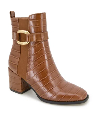 Kenneth Cole Reaction Women's Emerson Block Heel Boots In Luggage Croco