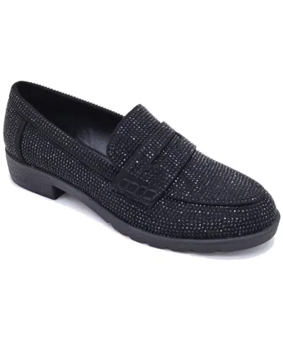 Kenneth Cole Reaction Women's Fern Jewel Slip On Loafers In Black