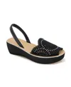 Kenneth Cole Reaction Womens Laser Cut Faux Suede Wedge Sandals In Black Micro