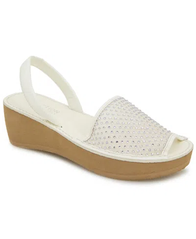 Kenneth Cole Reaction Women's Fine Glass Mesh Wedge Sandals In Cream Crystal Mesh