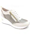 Kenneth Cole Reaction Womens Laceless Faux Leather Casual And Fashion Sneakers In Cream
