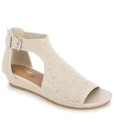 Kenneth Cole Reaction Women's Gail Stretch Wedge Sandals In Light Gray