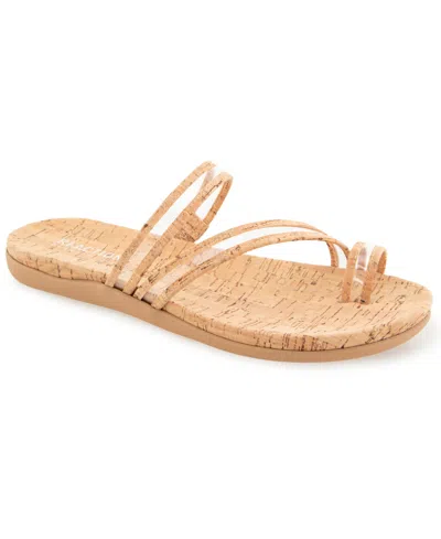 Kenneth Cole Reaction Women's Gia Flat Slip-on Sandals In Clear,cork