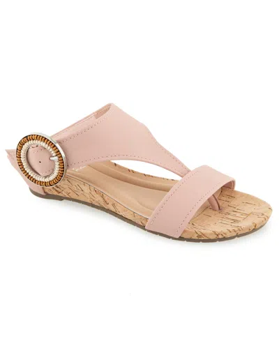 Kenneth Cole Reaction Women's Great Buckle Wedge Sandals In Pink