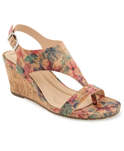 Kenneth Cole Reaction Women's Greatly Thong Almond Toe Wedge Sandals In Multi