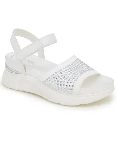 Kenneth Cole Reaction Hera Womens Adjustable Platforms Ankle Strap In White Jewel