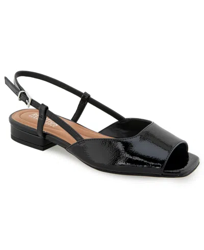 Kenneth Cole Reaction Women's Jensen Slingback Flat Sandals In Black