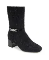 Kenneth Cole Reaction Lacey Jewel Bootie Womens Zipper Textured Mid-calf Boots In Black Boucle