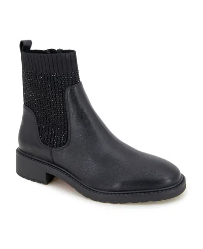 Kenneth Cole Reaction Women's Lambert Jewel Lug Sole Booties In Black