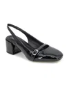 Kenneth Cole Reaction Lindy Womens Block Heel Man Made Slingback Heels In Black Patent
