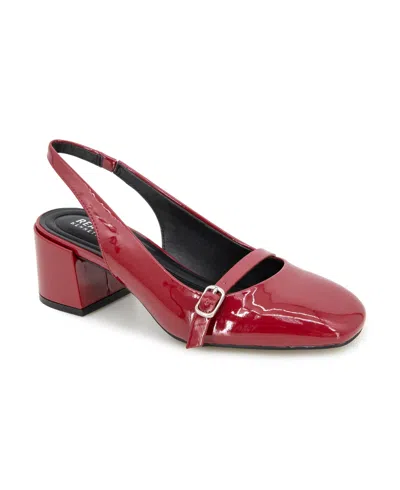 Kenneth Cole Reaction Nissy Womens Patent Bow Ankle Strap In Rio Red Patent