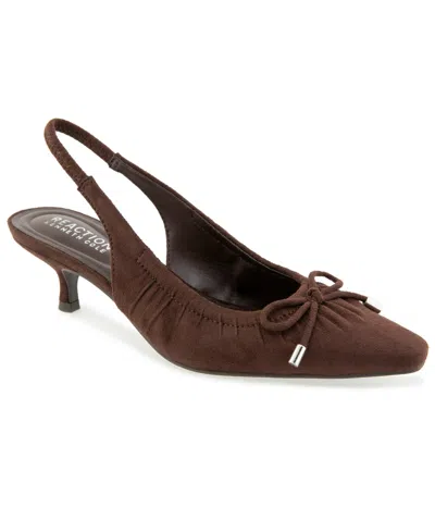 Kenneth Cole Reaction Women's Mango Slingback Pointed Toe Pumps In Chocolate Micro