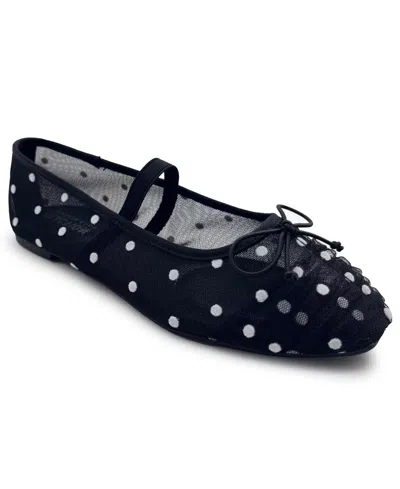 Kenneth Cole Reaction Women's Margie Mesh Mary Jane Ballet Flats In Black,white Polka Dot Mesh