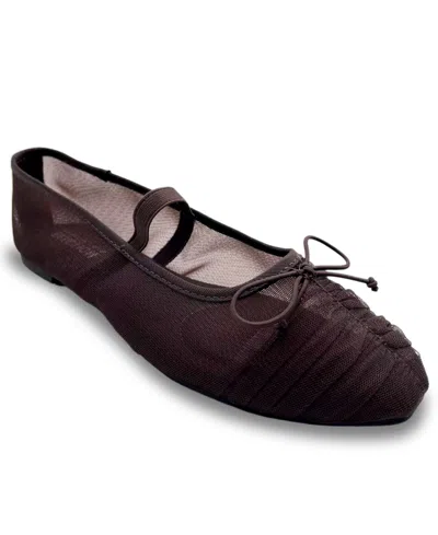 Kenneth Cole Reaction Women's Margie Mesh Mary Jane Ballet Flats In Chocolate Mesh