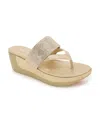 Kenneth Cole Reaction Women's Pepea Cross Jewel Wedge Sandals In Gold Elastic