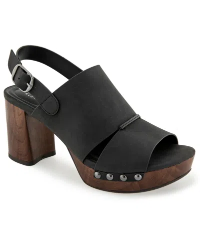Kenneth Cole Reaction Women's Rehoboth Platform Dress Sandals In Black Smooth