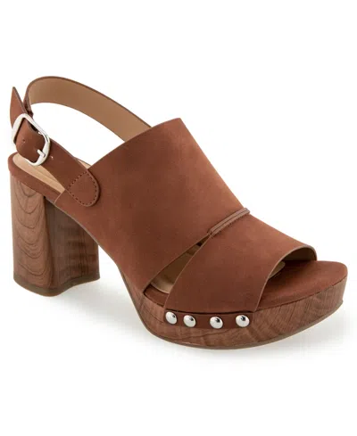 Kenneth Cole Reaction Women's Rehoboth Platform Dress Sandals In Luggage Smooth