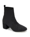 Kenneth Cole Reaction Rida Stretch Jewel Womens Rhinestone Ribbed Knit Ankle Boots In Black