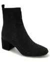 Kenneth Cole Reaction Rida Stretch Jewel Womens Rhinestone Ribbed Knit Ankle Boots In Black