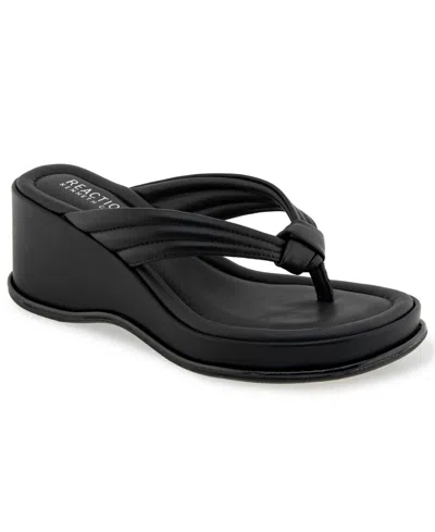 Kenneth Cole Reaction Women's Rixton Wedge Thong Sandals In Black