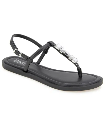 Kenneth Cole Reaction Women's Sera Almond Toe Flat Sandals In Black