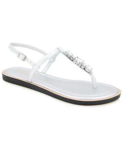 Kenneth Cole Reaction Women's Sera Almond Toe Flat Sandals In Silver
