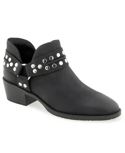 Kenneth Cole Reaction Women's Sharp Studded Moto Faux Leather Ankle Booties In Black